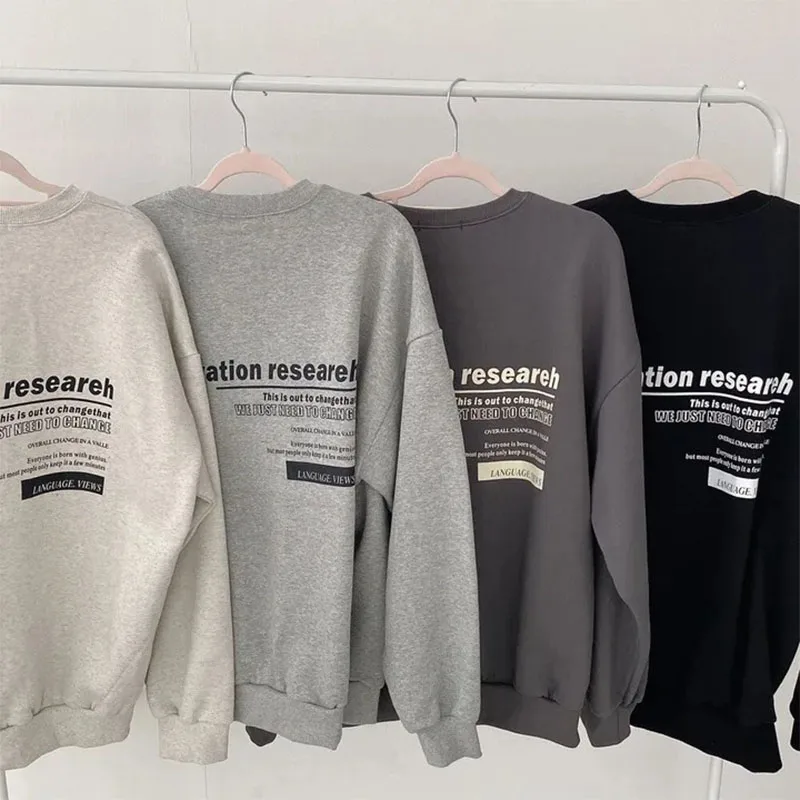 2024 Spring Autumn Women Sweatshirts Long Sleeve Oversized Hoodies Casual Letter Print Loose Pullovers Tops Harajuku Streetwear