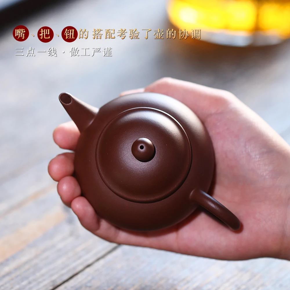 |clay pot pure handmade famous Kung Fu tea set tea pot single pot cultural revolution old purple clay horizontal pot