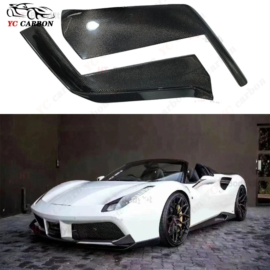 For Ferrari 488 GTB 2015-2018 Carbon Fiber Corner Front Bumper Lip Fin Splitter Spoiler Canard Front Bumper Protector Body Kit