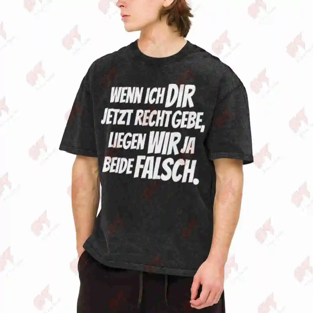 German Saying Vintage Washed Tee Pure Cotton T-Shirt