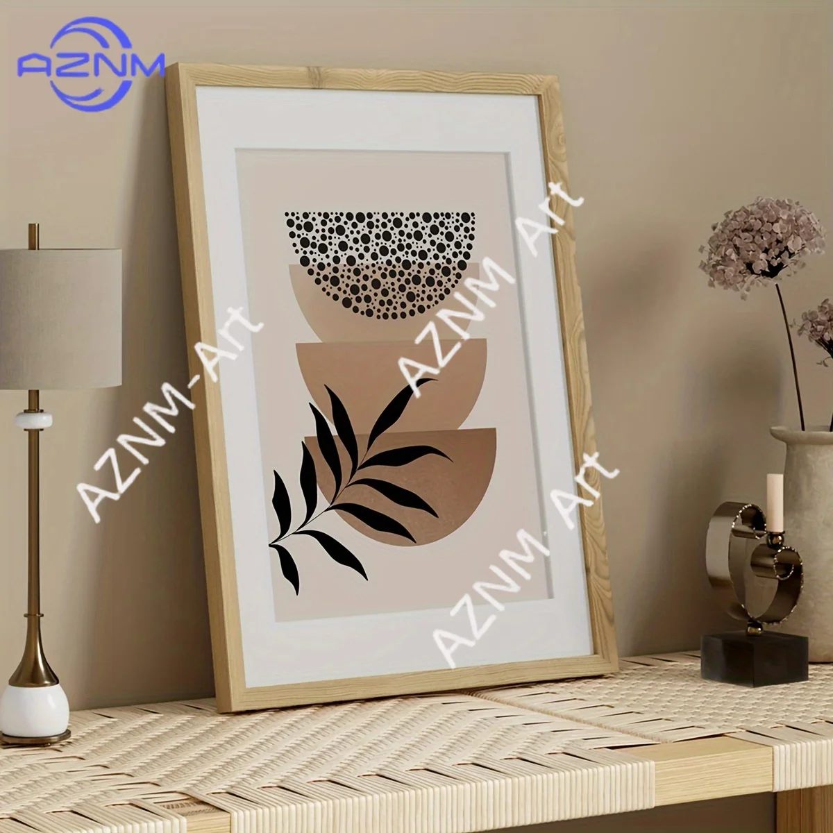 Modern Boho Abstract Geometric Botanical Canvas Wall Art Neu