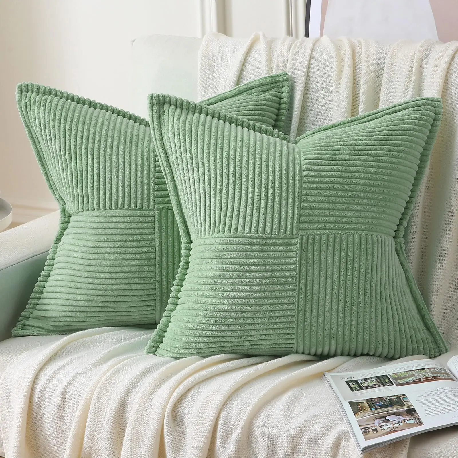 

Corduroy Cushion Cover 45x45cm Patchwork Design Thick Plush Corduroy Sofa Pillow Cover Decorative Living Room Pillow Case
