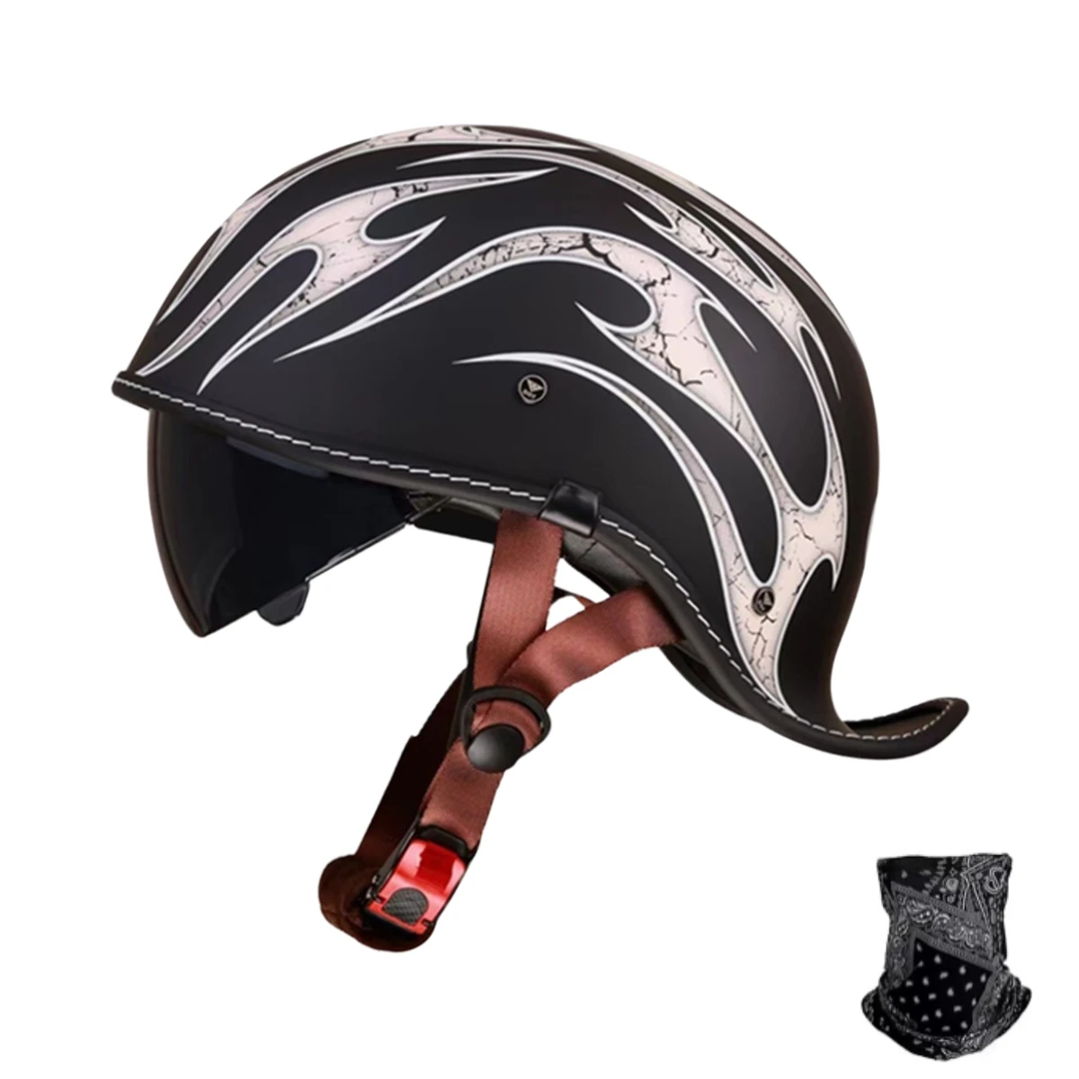 Summer Vintage Motorcycle Helmet Unisex Electric Vehicle Three-Quarter Helmet Pedal Cruise Riding 3C Certified Protection