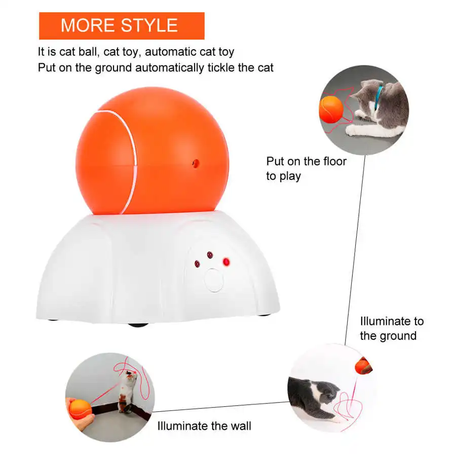 Pet Smart Electric Cat Toys Automatic Rotating Cat Toy 360 Degree Teasing Pet Kitten Interactive Electronic Ball Toy for Cat Dog