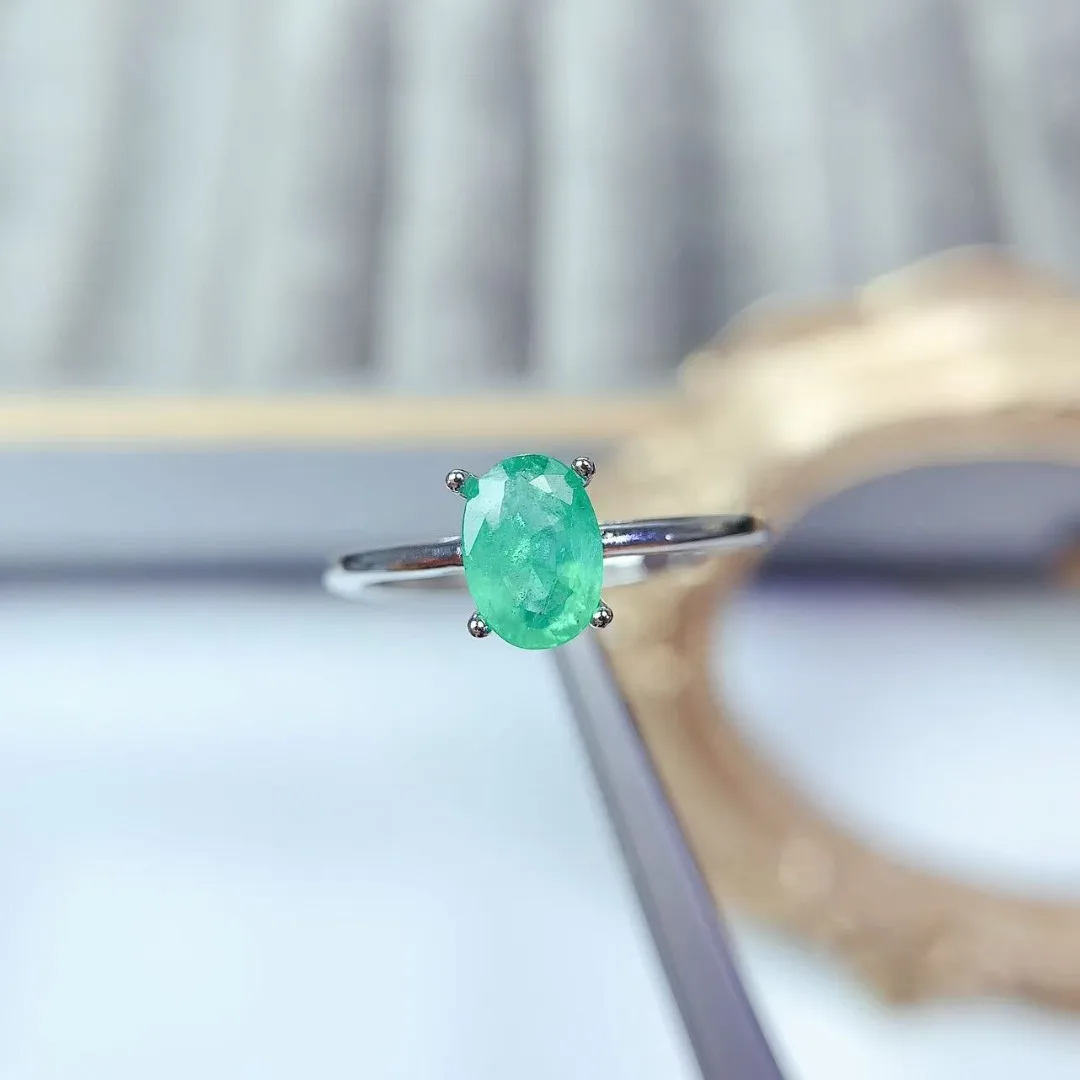 Anillo de plata de ley S925 con Esmeralda Natural, diseño de diseñador de moda, joyería de moda de lujo, el regalo elegante perfecto