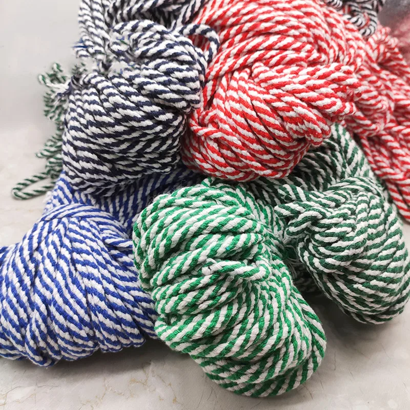 Wholesale 5mm Colorful Colored Twisted Cord Rope 100% Cotton Woven Rope Cords Craft DIY Handmade Bag Drawstring Belt Accessories