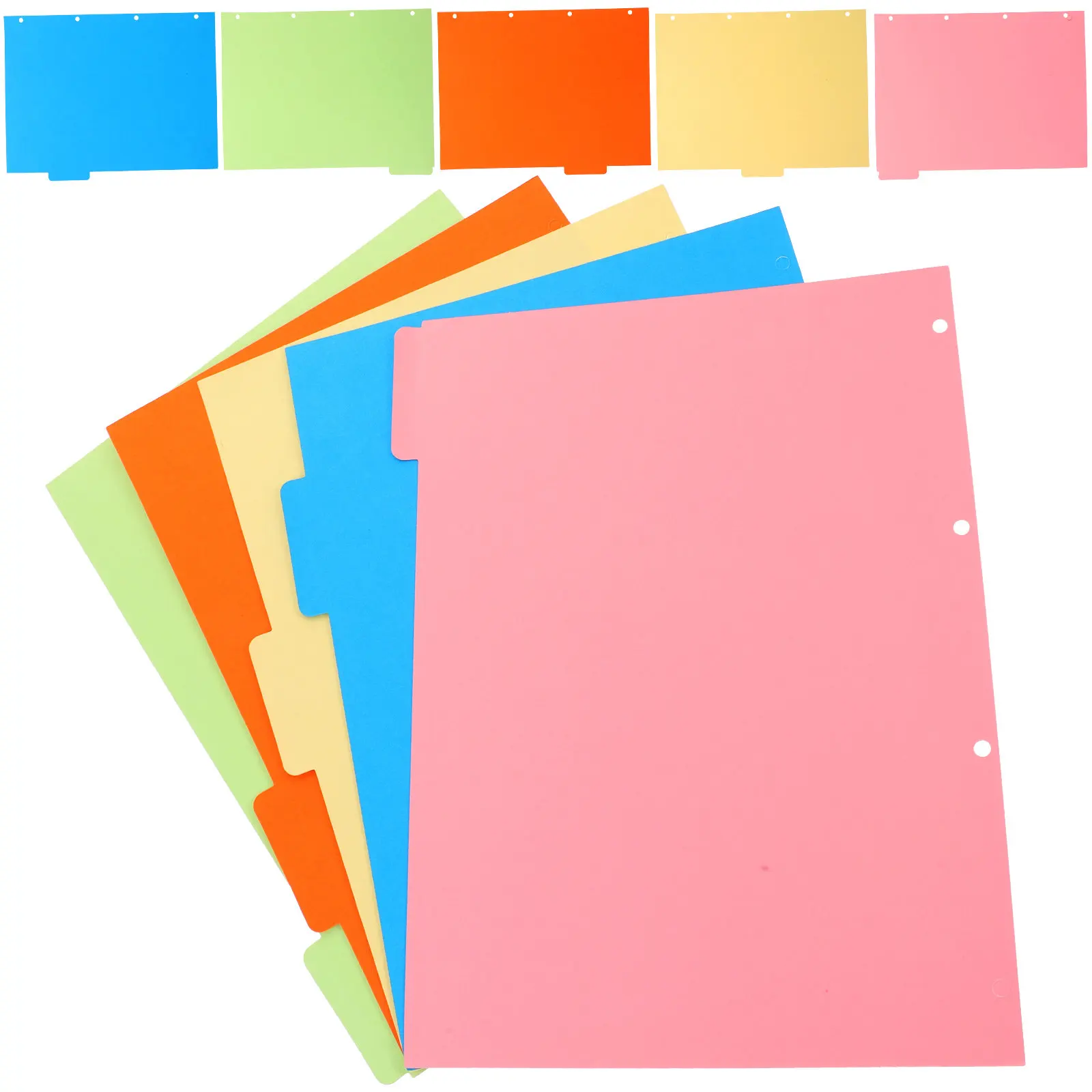 2Sets Colored Binder Dividers 4-Hole A4 Index Dividers for Notebooks Journals Reports Presentations Loose Leaf Paperboard Tabs