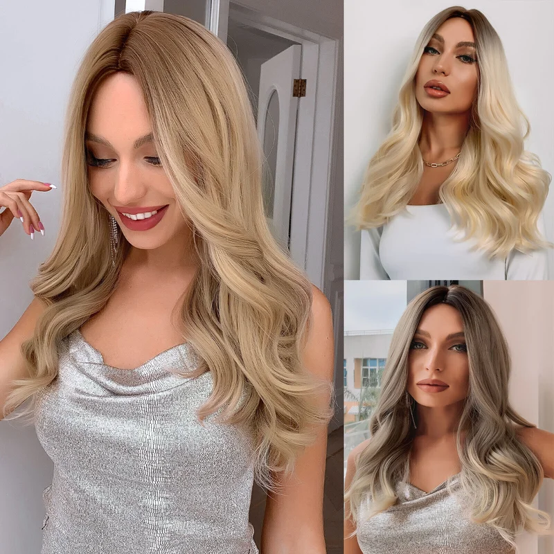 

Ombré Blonde Platinum Wave Natural Women Fanshion Hair Wigs Long Party Daily