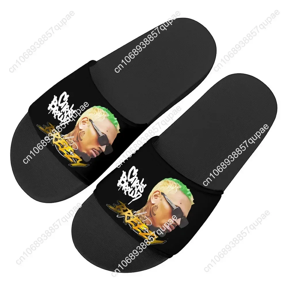 

Chris Brown Slippers Home Water Shoes Hip Hop Rapper Men Women Teenagers Beach Pool Sandals High Quality Custom Summer Slipper