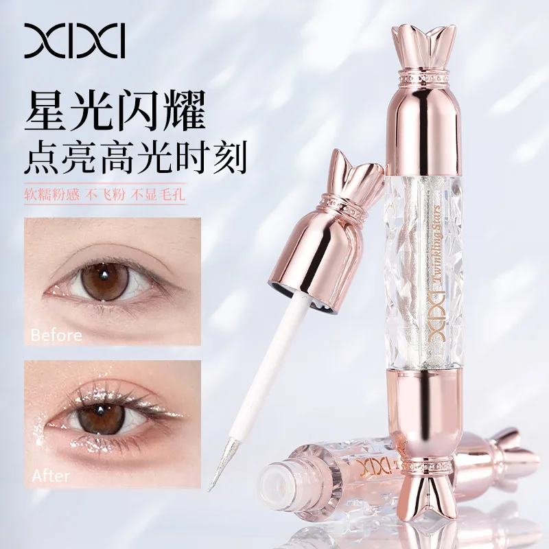 Xixi Pearlescent Sparkling Liquid Eyeshadow Clear with Sequin Tear Drop Brightening Eye Corner Formula for Shiny Eyes