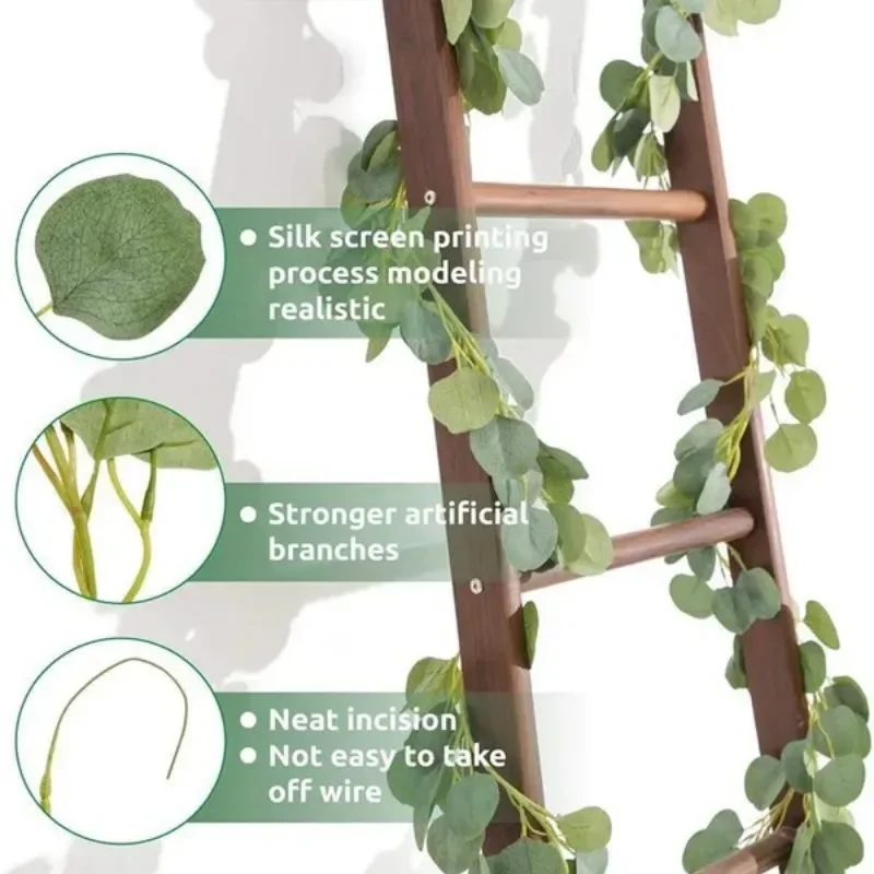 1 قطعة 2 متر أوراق الأوكالبتوس الديكور الأوكالبتوس جدار ديكور الفضة الدولار الأوكالبتوس الخضرة يترك فاينز نبات لقوس الزفاف #4