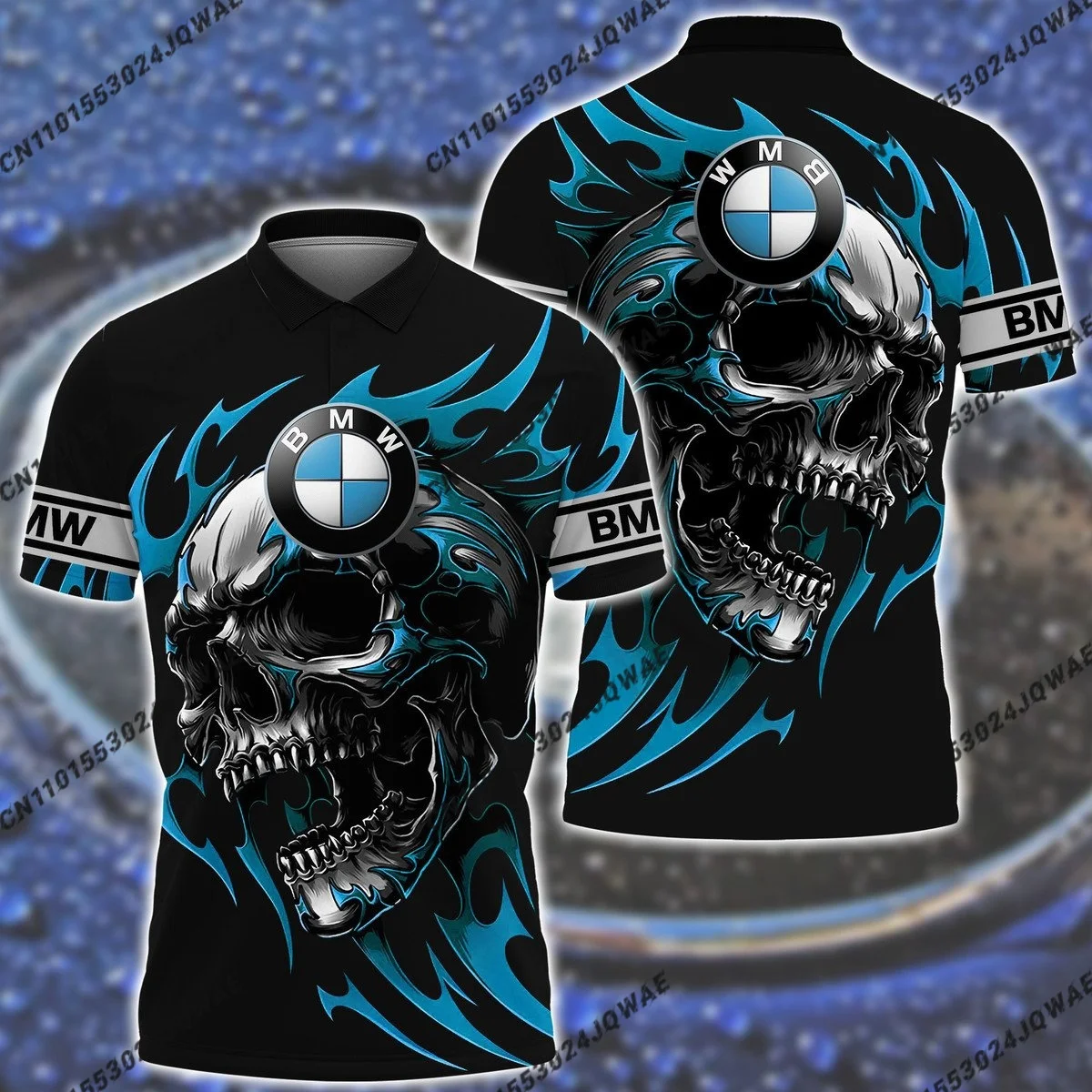 

Футболка с 3D принтом черепа BMW, мужская модная повседневная рубашка на Хэллоуин, дышащий трикотаж для любителей гонок на мотоциклах