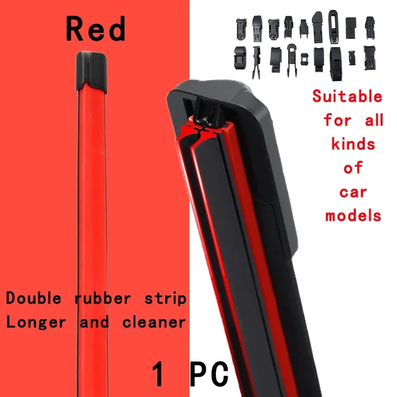 Red Car Windshield Wiper blades Universal Soft Double layer Rubber Frameless Bracketless wipers 14\