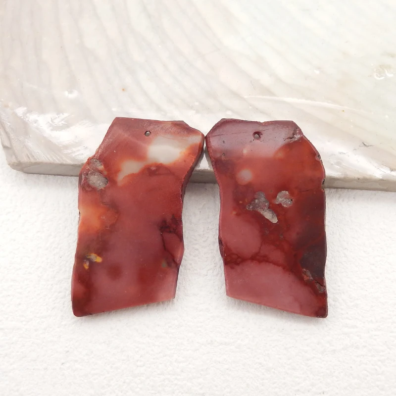 Semiprecious Stones Natural Mookaite Jasper Fashion Nugget Earring Beads Jewelry Accessories For Women 38x20x3mm 11.9g