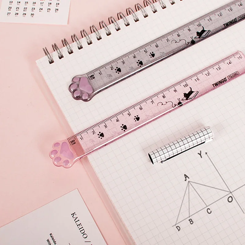 Kawaii Cute Cat Paw Straight Rulers Stationery Funny Drawing Gift For School Office Supplies Planner Accessories Student Prize