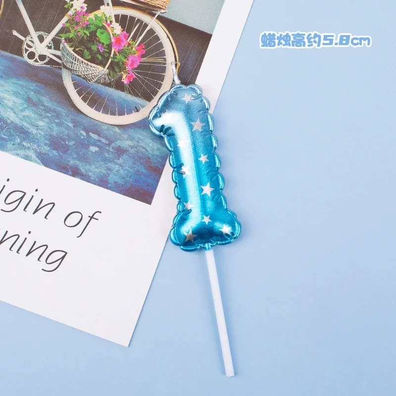 1Pcs Blue Happy Birthday Number Cake Candles 0 1 2 3 4 5 6 7 8 9 Cake Topper Kids Girls Boys Bar Baby Party Supplies Decoration