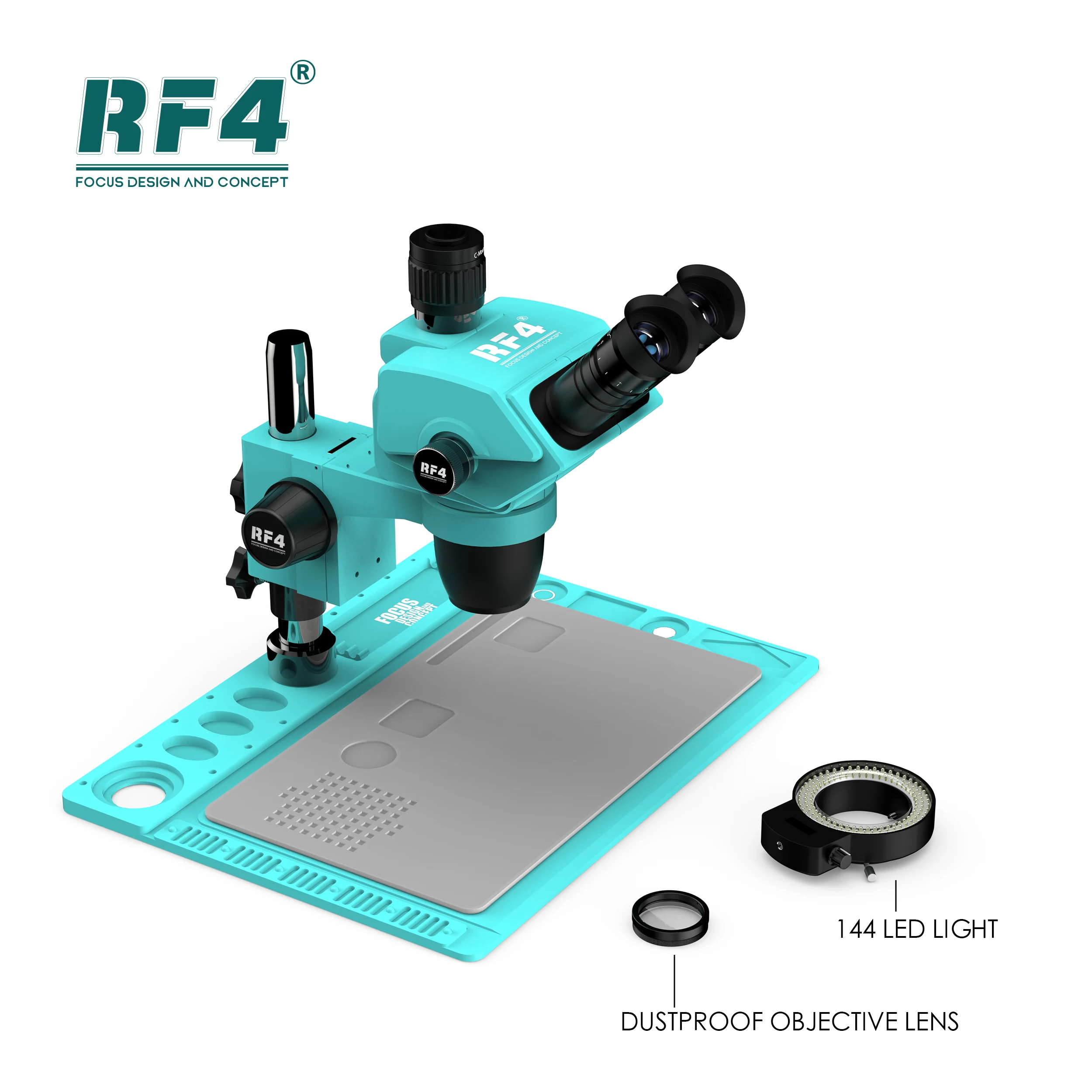 RF4 Aluminum Alloy Large Base Nine-speed Variable Magnification Locking Knob Microscope , Large Field Of Vision，RF6565PROD2