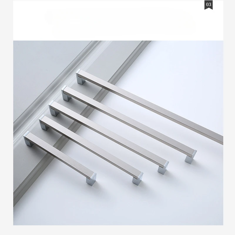 Modern Minimalist Kitchen Cabinet Door Handles Silver Wardrobe Aluminum Alloy Nordic Drawer Furniture Handle