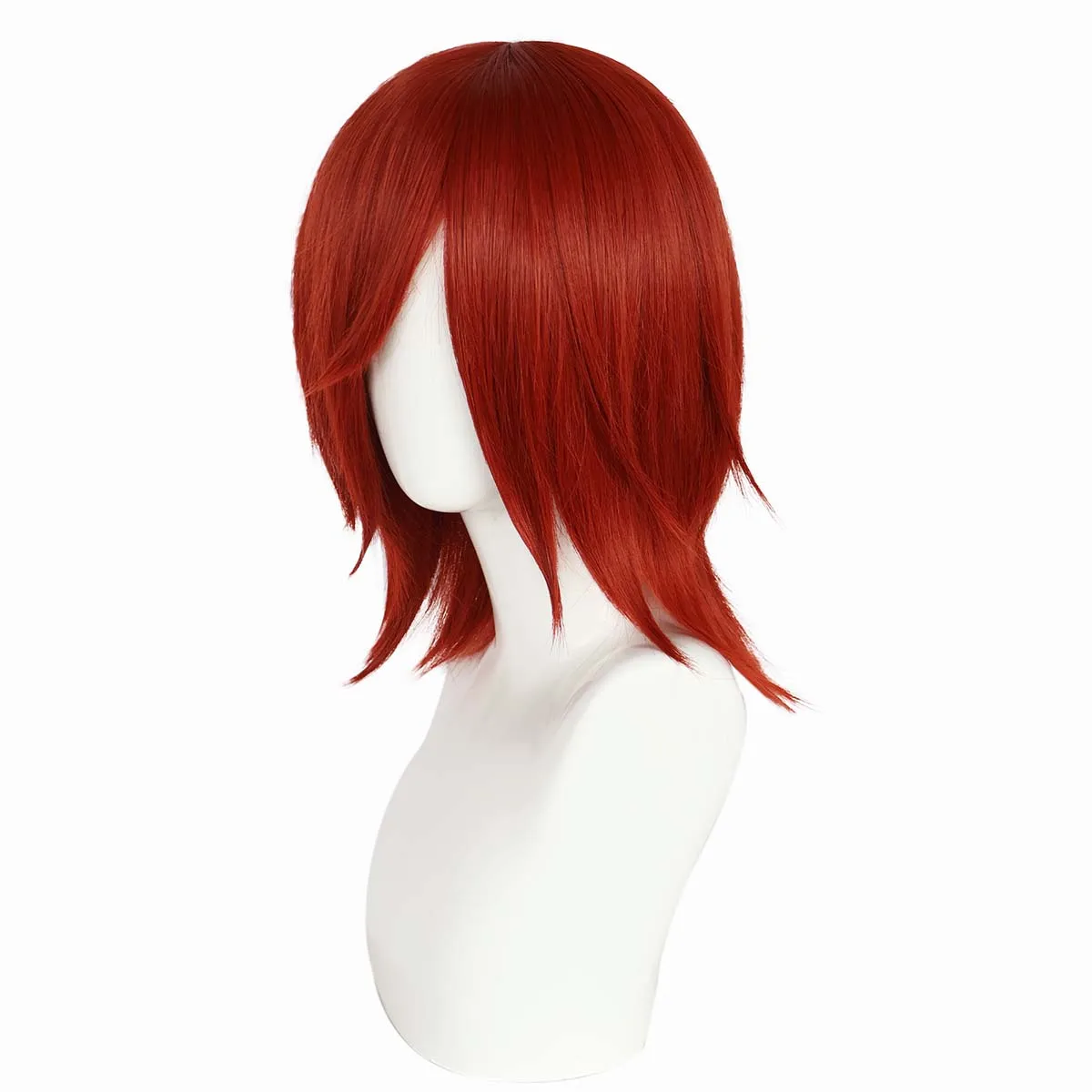 Anime Nagato Cosplay Donkerrood Korte Pruik van Synthetisch Haar