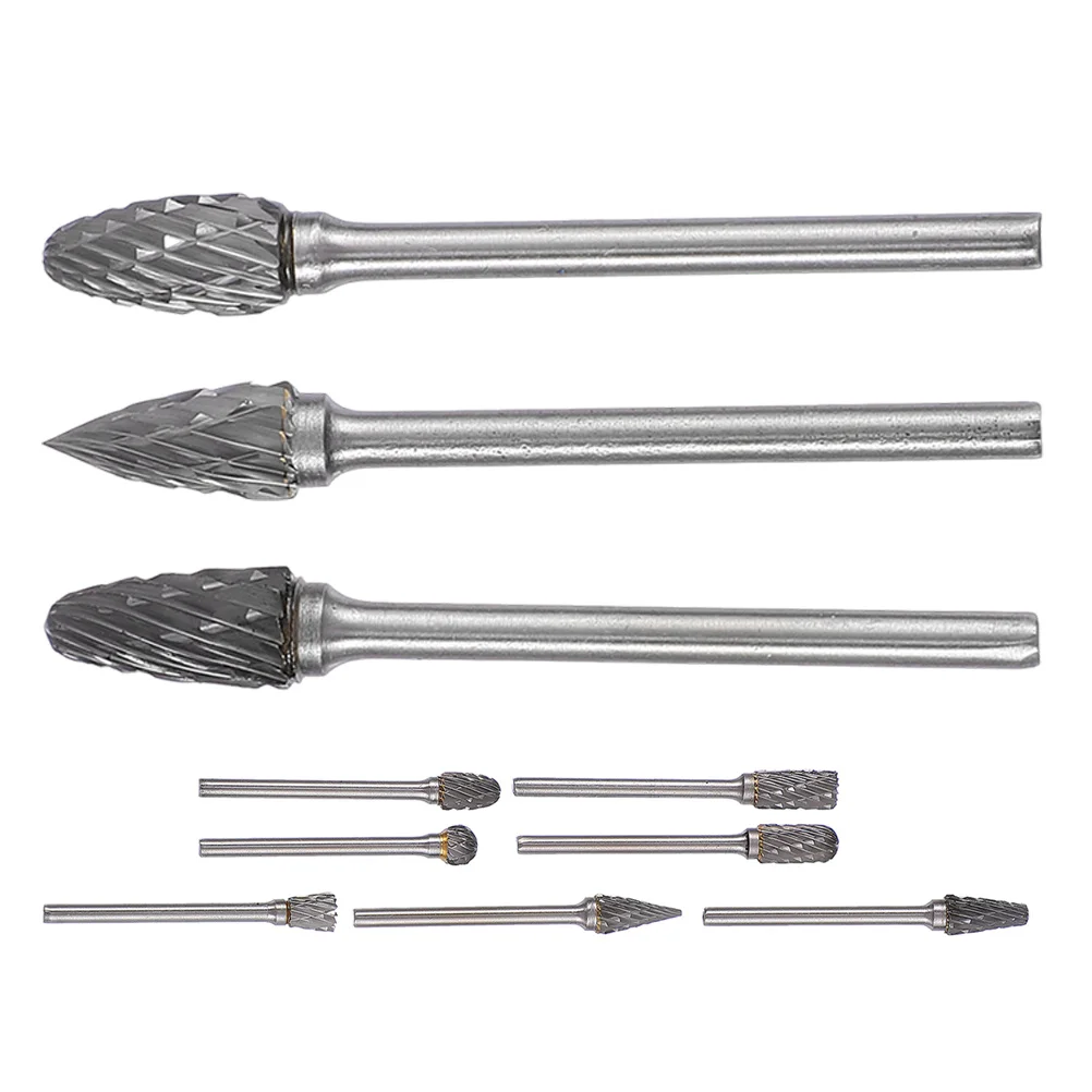 

10Pcs Tungsten Carbide Rotary Burrs Set Alloy Material High Hardness Precision Deburring Metal Wood Carving Polishing Grinding