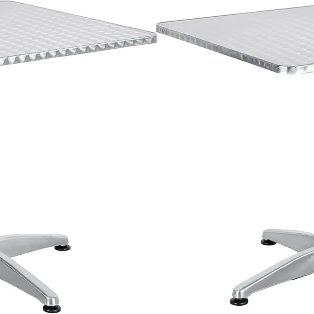 

27.5 Inch Square Stainless Steel and Aluminum Outdoor Patio Restaurant Table Set of 2