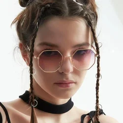 Personalized Multi Women's Sun Goggles New Fashionable Metal Polygonal Sunglasses Driving Travel Anti UV Sunshades Sunglasses