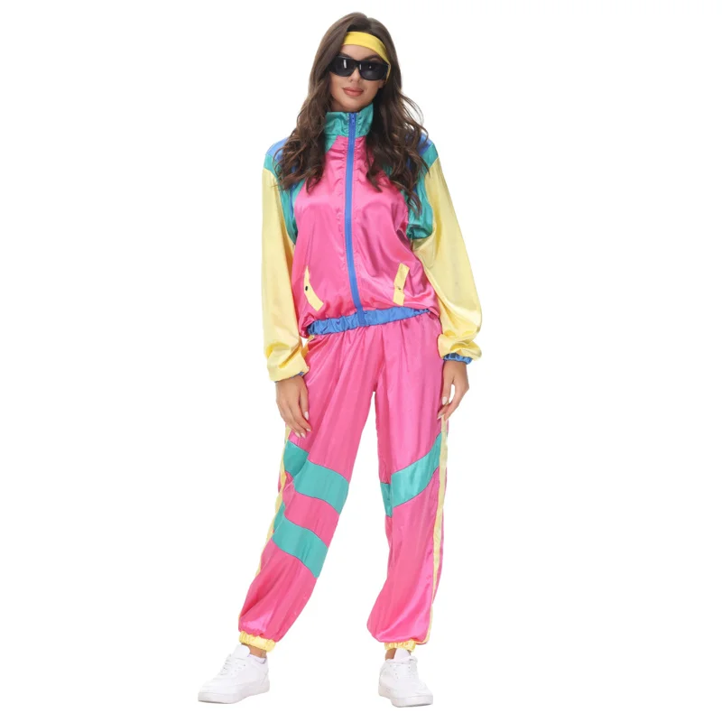 Karneval Party Halloween 80er 90er Disco Hippie Cosplay Kostüm Erwachsene Frauen Hosen Jacke Mantel Outfits Sportbekleidung Retro Anzug oi1857