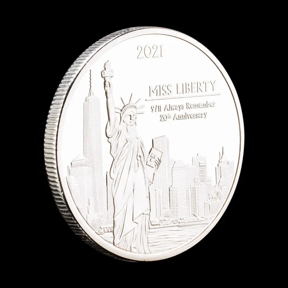 2021 US Statue of Liberty Souvenirs Coin Silvery Pplated Never Forget 9/11 Commemorative Coins Home Decorations