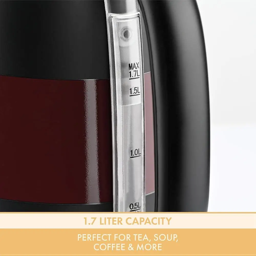 Elektrischer Wasserkocher, 1,7 l, 1500 W, automatische Abschaltung, Trockengehschutz, Wasserfenster, kabellos, Präzisionsgießen, Edelstahl, Küche