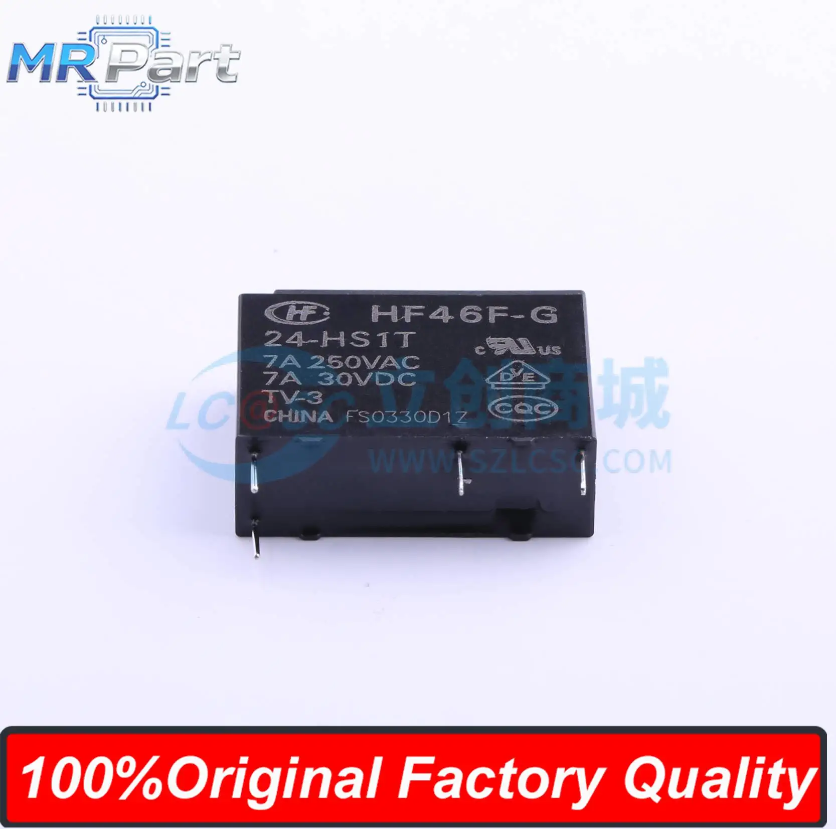 5 Pieces HF46F-G/24-HS1T Ultra Small Medium Power 24VDC Relay 10A 250VAC Single Pole Single Throw - Normally Open 4-Pin