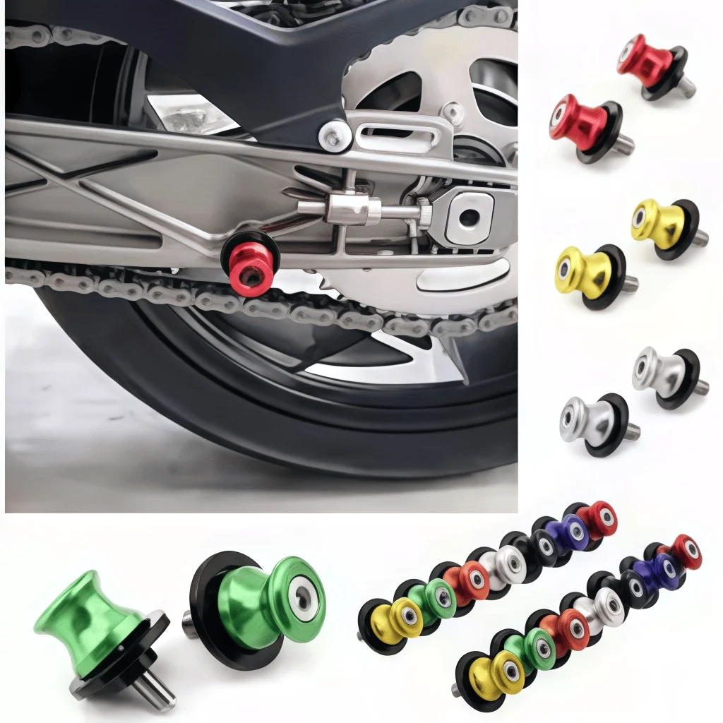 1 Par de Bobinas/Sliders Universais para Braço Oscilante de Motocicleta 6/8/10mm, Parafusos de Suporte em Alumínio CNC, Bobinas Diabolos, Pino de Partida para Motocicleta