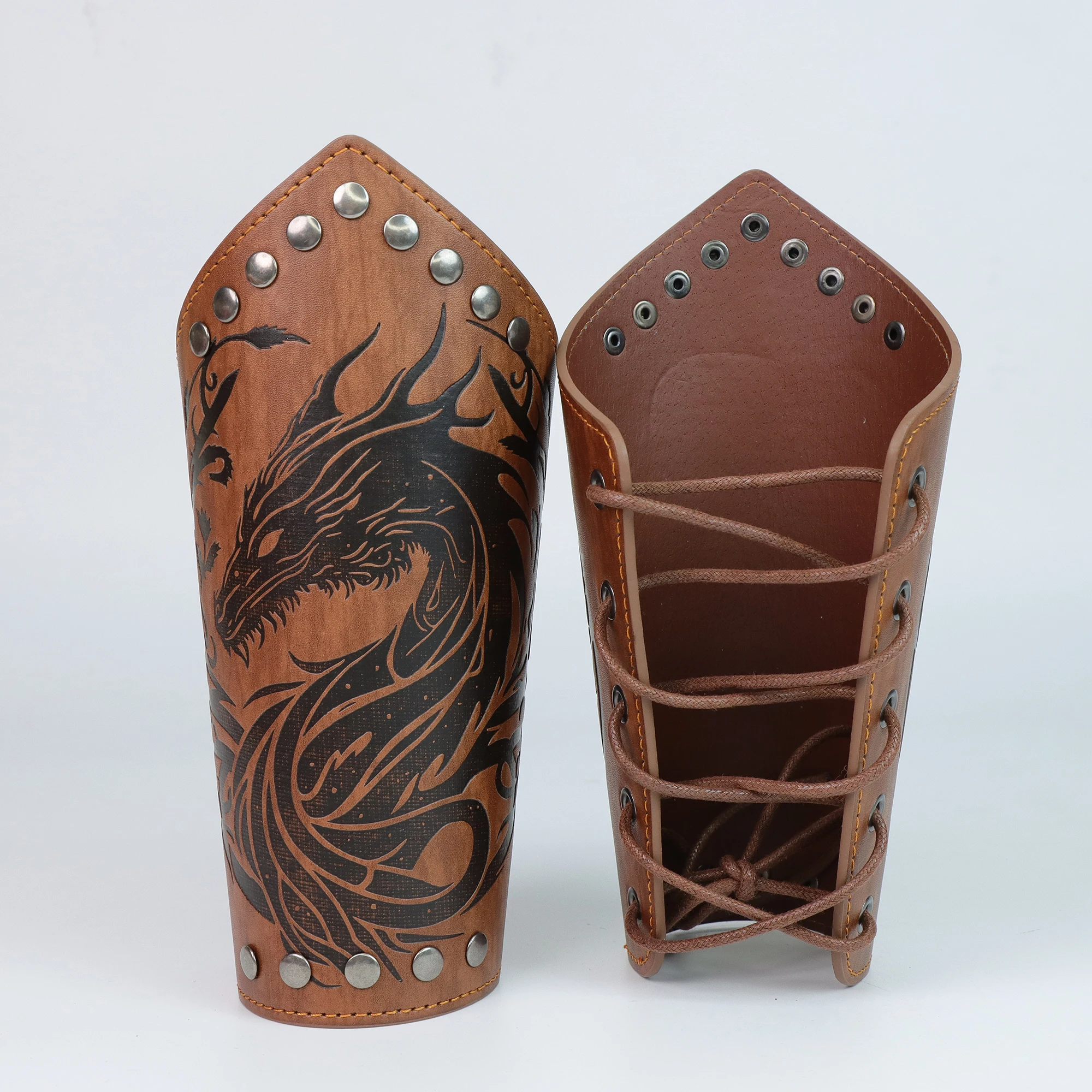 2 Pack Faux Leather Wristbands Viking Medieval Arm Guards Wristbands Halloween Accessories