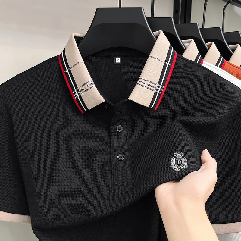 Neues Sommer-Herren-Poloshirt mit Kurzen Ärmeln, Kragen und Knöpfen, Luxuriöse Buchstaben-Stickerei, Lässiger Vielseitiger Jugendlicher Preppy-Stil Herrenbekleidung – Detail 17