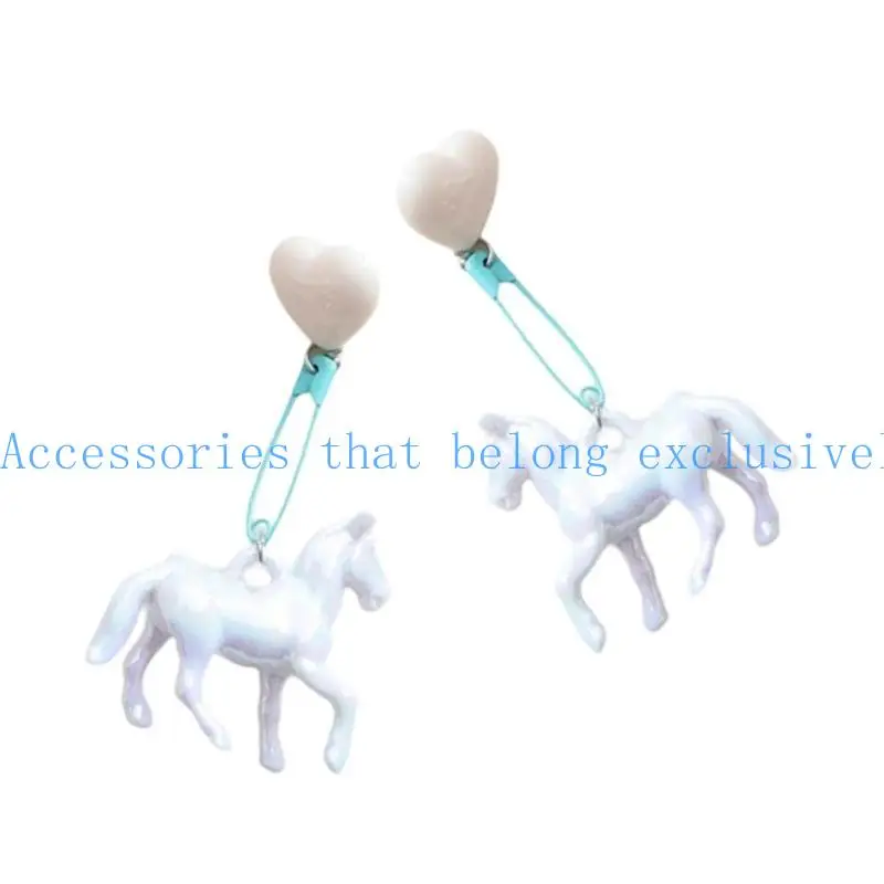 

31BB Creative Horse Heart Серьги длинные серьги с серьгами смола