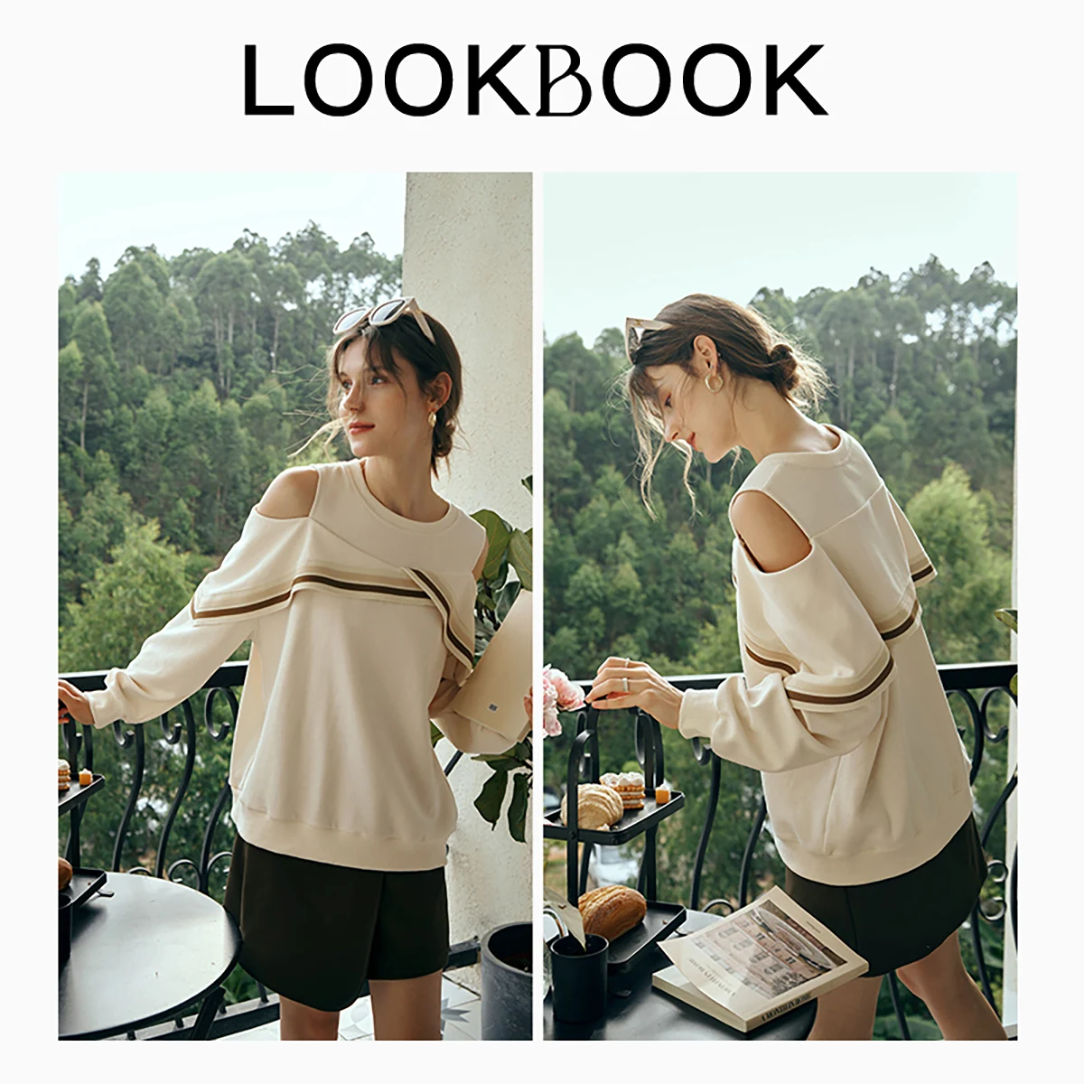 OLrain Oriel Apricot Crew Neck Sweater Women's Early Spring 2025 New French Shoulder-Spilling Design Top O23QR83326