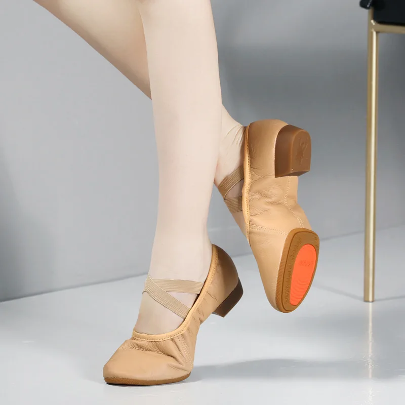 Women Footwear Modern Ballet Dance shoes Genuine Pig Leather Jazz Dance Shoes Split Rubber Sole Boy Girl