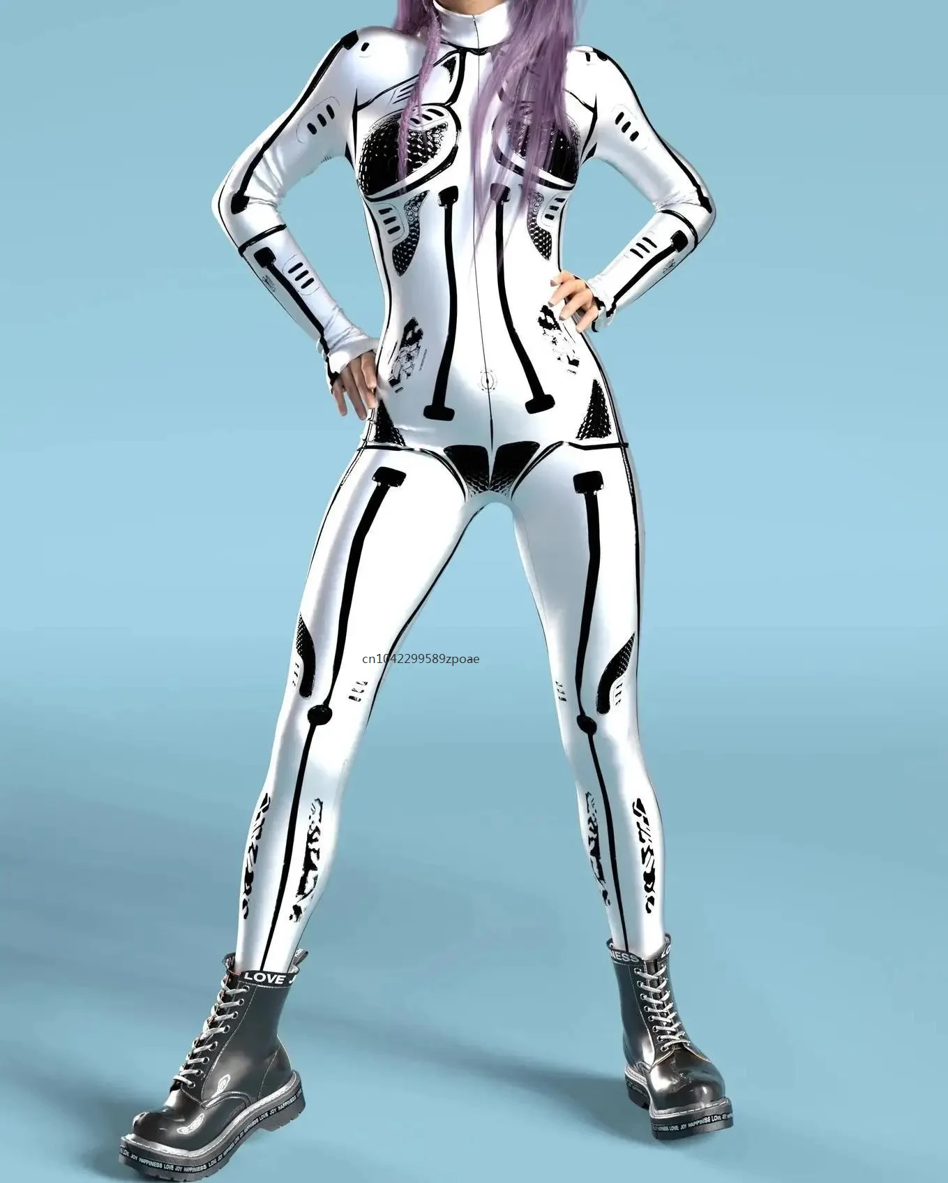 Futuristische Cyber Mechanische Pantser Vrouwen Cosplay Punk Jumpsuit Kostuum Elastische Vakantie Feest Fancy Dress Bodysuits Rompers Zentai