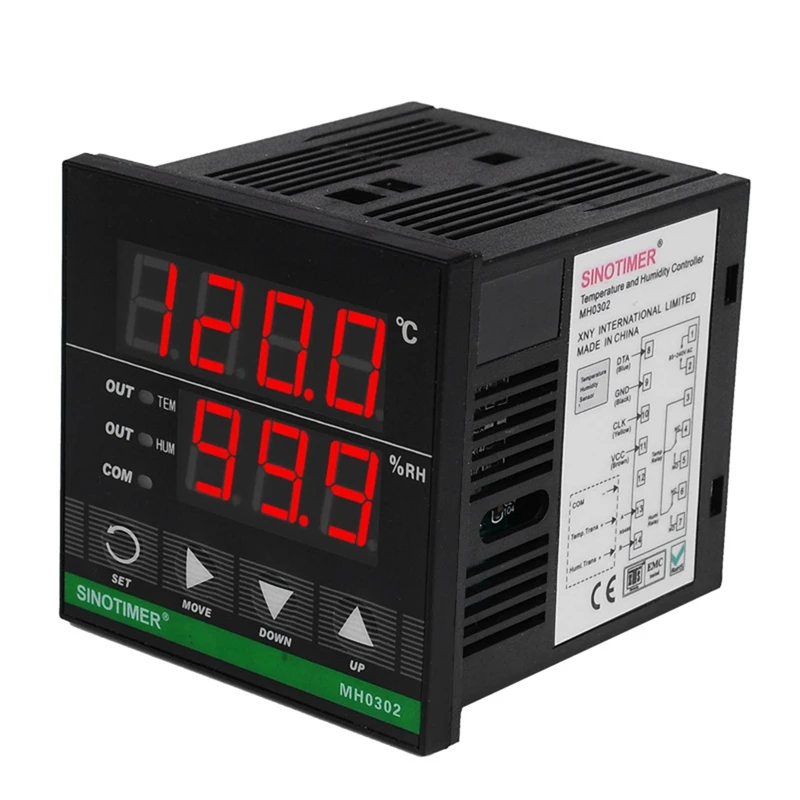 3X SINOTIMER Temperature Humidity Controller, MH0302 Panel Mounted Digital Temperature And Humidity Controller Sensor