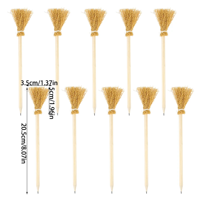 10Pcs Besen Geformt Bleistift Hexe Handwerk Liefert Holz Mine Bleistift Student Schreiben Werkzeug Skizzieren ZeichnungHalloween Party Geschenke