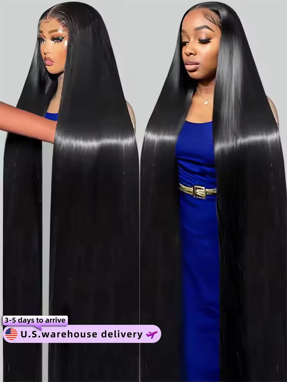 

36 38 Inch 13x4 13x6 HD Transparent Bone Straight Lace Front Wigs 250 Density Full Lace Brazilian Human Hair Wigs For Women