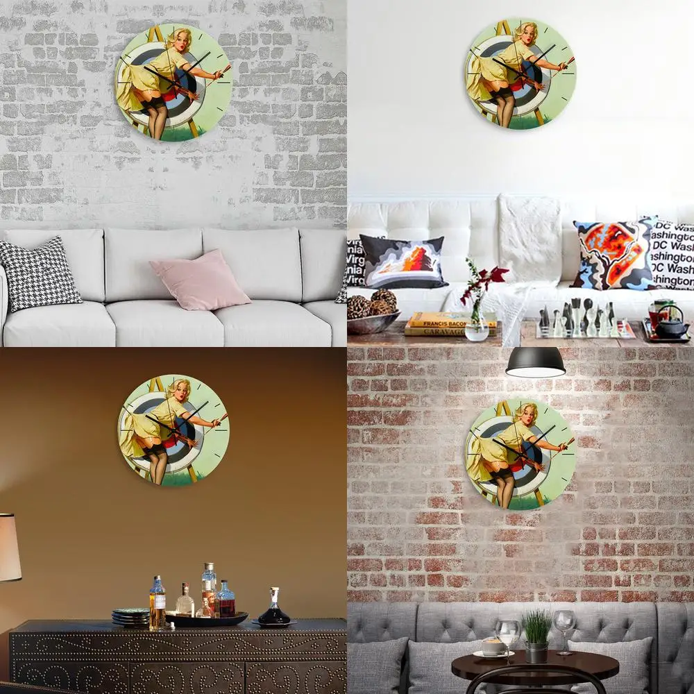 Blonde Sexy Girl Character Modern Simple Wall Clock for Bar Cinema Cafe Factory Direct Sale