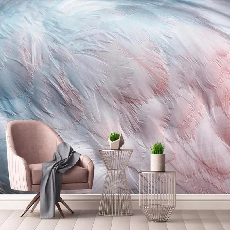 

Custom Size Wallpaper Mural 3D Relief Watercolor Feather Poster Painting Nordic Modern Living Room Background Wall Decoration