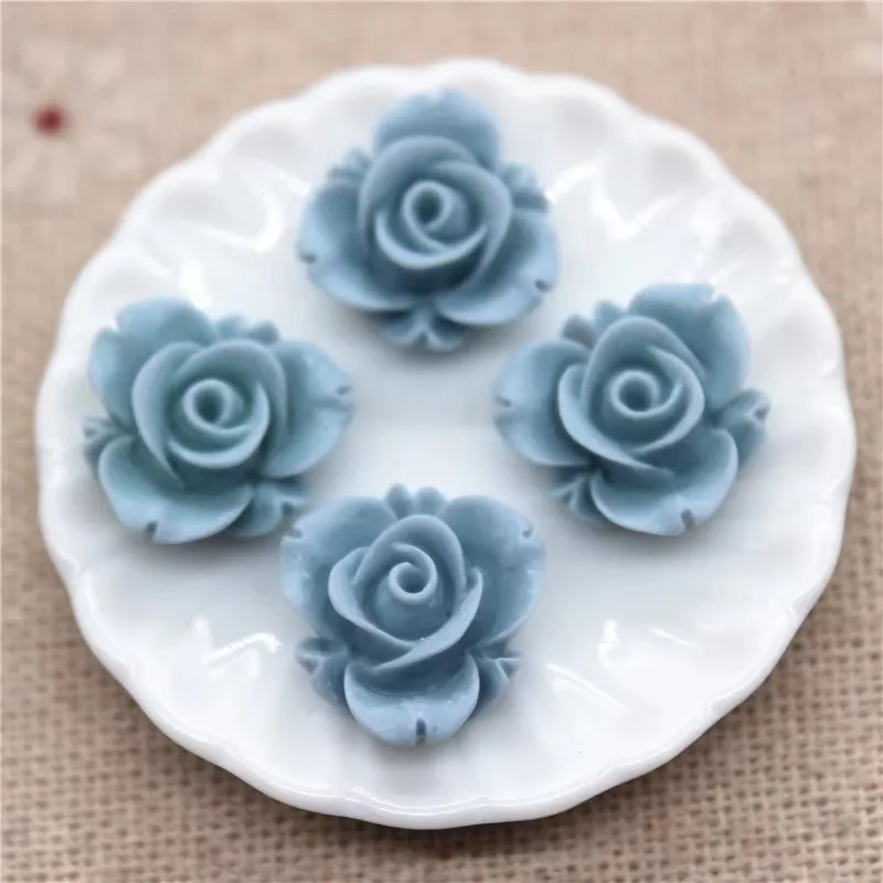 50 pezzi colori della miscela resina Vintage antica fiori di rosa Flatback Cabochon gioielli fai da te/decorazione Scrapbooking artigianale, 13mm