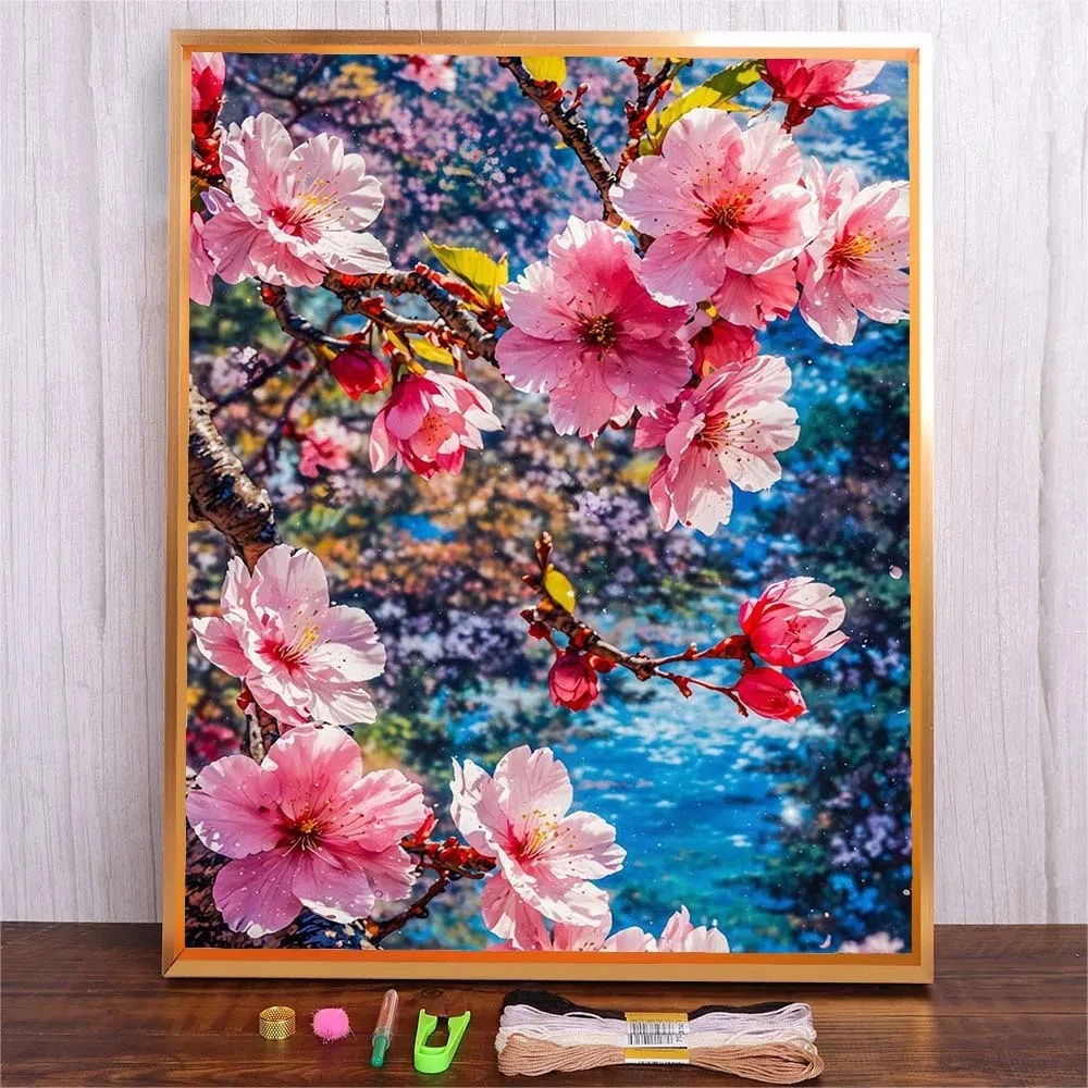 

DIY Cross Stitch Set Flower Tree Full Patterns Adults Handmade Embroidery Needlework Crafts Supplies Home Decor For Bedroom Wall