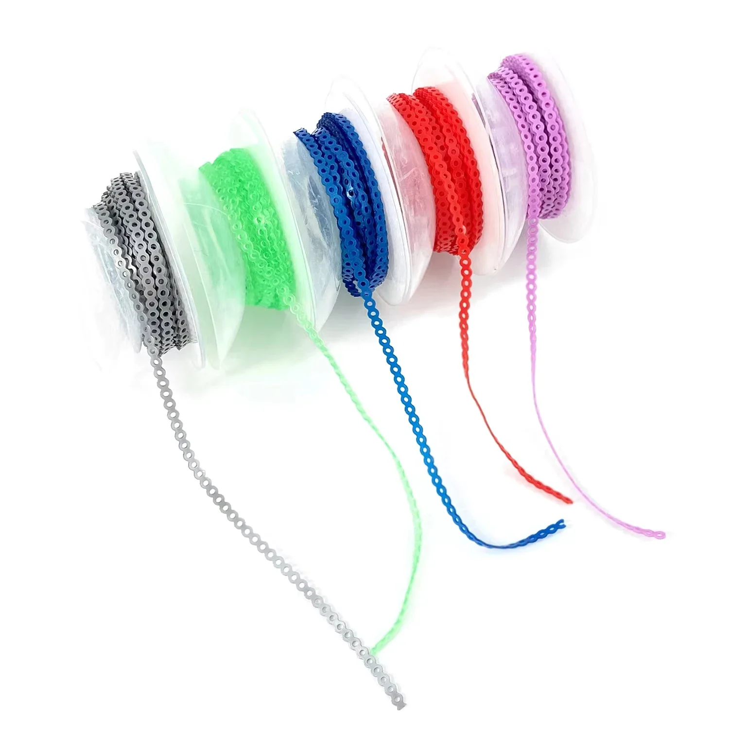 1Roll Dental Orthodontic Power Chain, Elastic Colored Rubber BandContinuous Power Chain, Orthodontic Material Supplies Ortho Kit