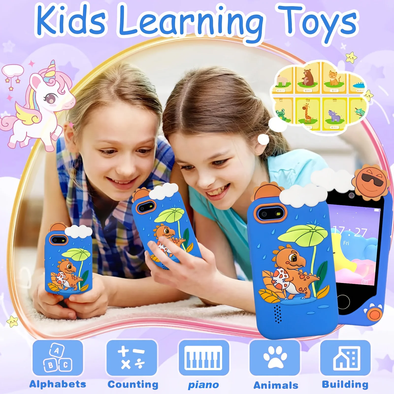 Kids Smart Phone Children Toy Mini Smart Phone Toys Games Dual Camera Music Video Player 10 Stories Boys Girls Birthday Gifts