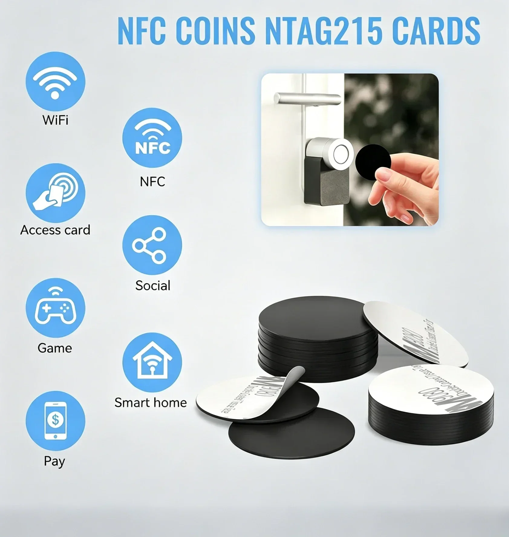 10/50PCS RFID NFC Ntg215 Tags Black Sticker 13.56MHz NFC 215 Adhesive Labels 25MM 504 Bytes NFC Personal Automation NFC215