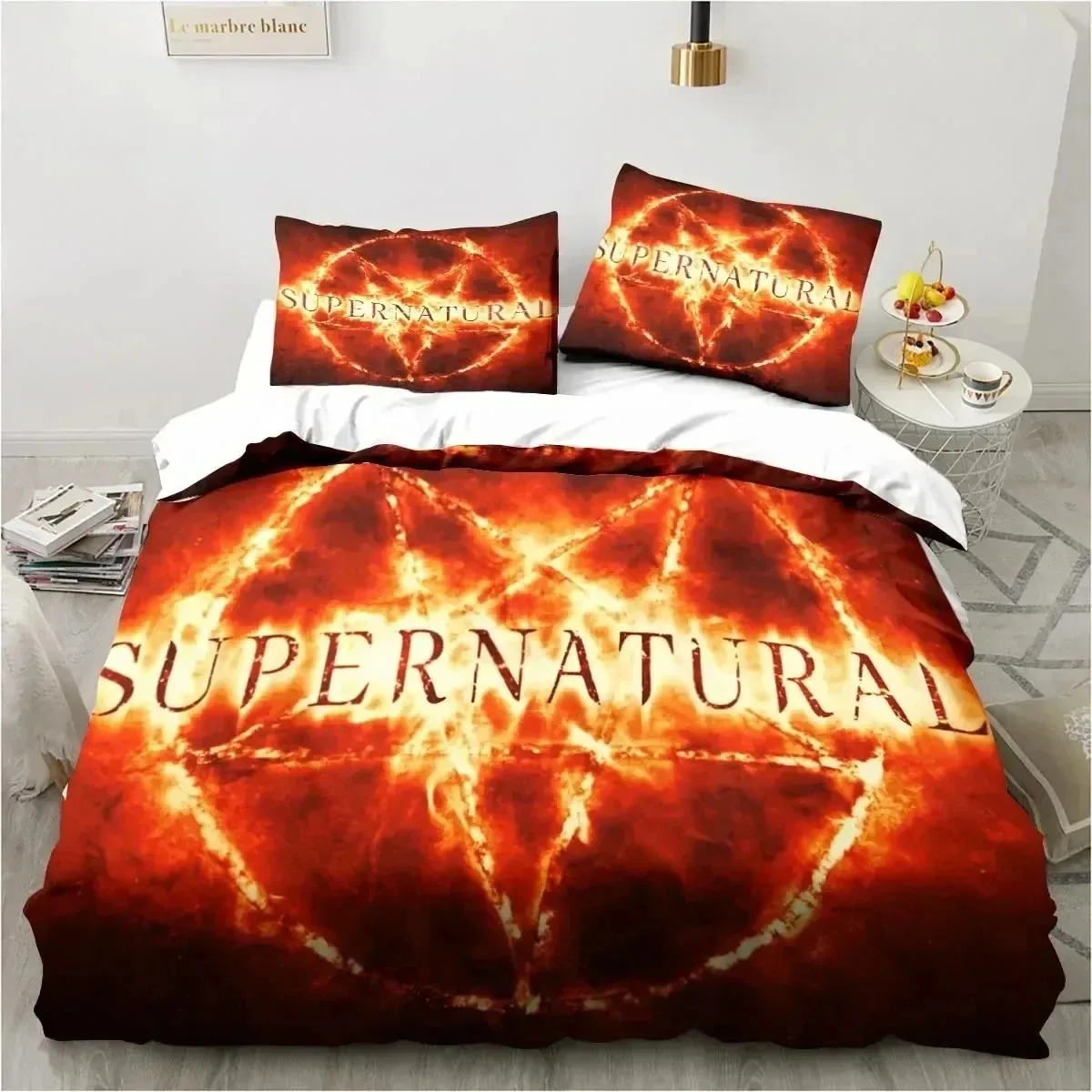 Supernatural Logo Bedding Set Duvet Cover Bed Set Quilt Cover Pillowcase Comforter king Queen Size Boys Adult Bedding Set