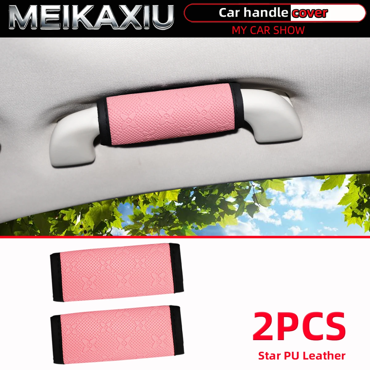 

2 Sets PU Leather Star Anti-Slip Car Handbrake Covers Protection And Decoration Interior Supplies