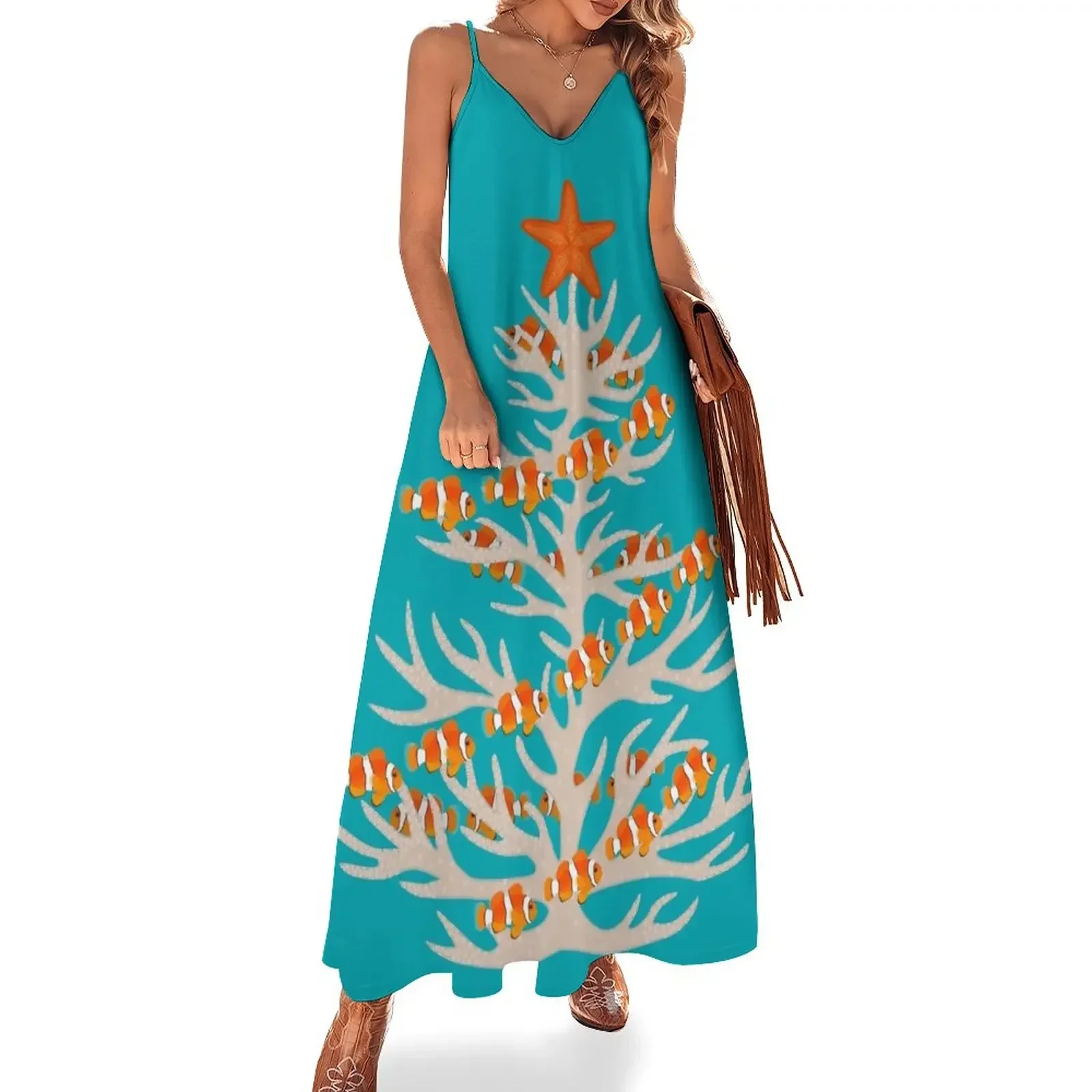 

Underwater Christmas tree with coral reef fish Sleeveless Dress Womens dresses Dress